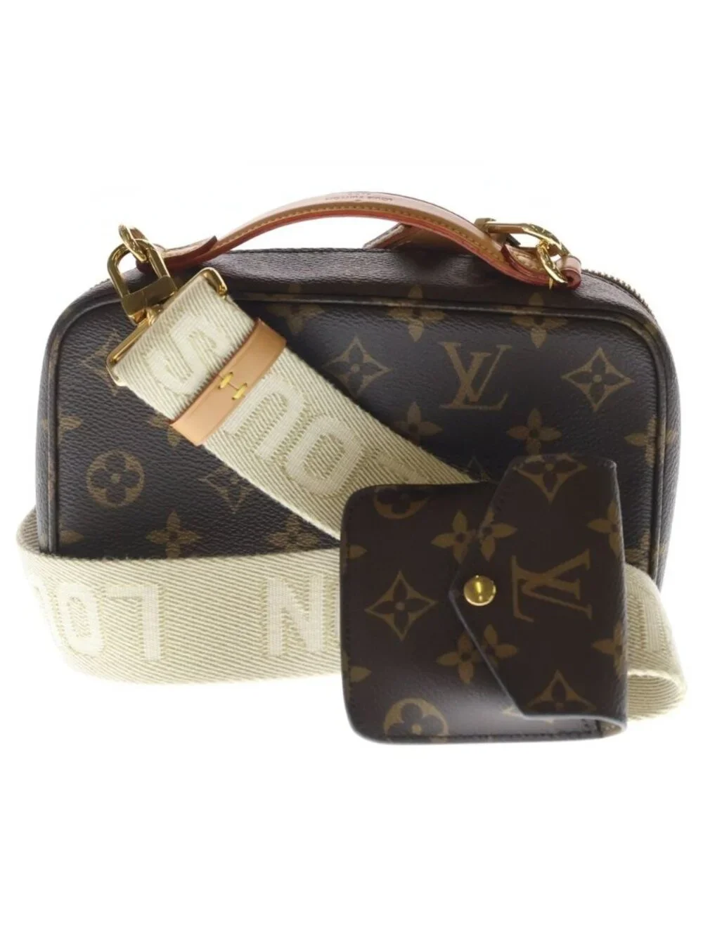 Louis Vuitton Monogram Utility Shoulder Bag Brown Leather Gold